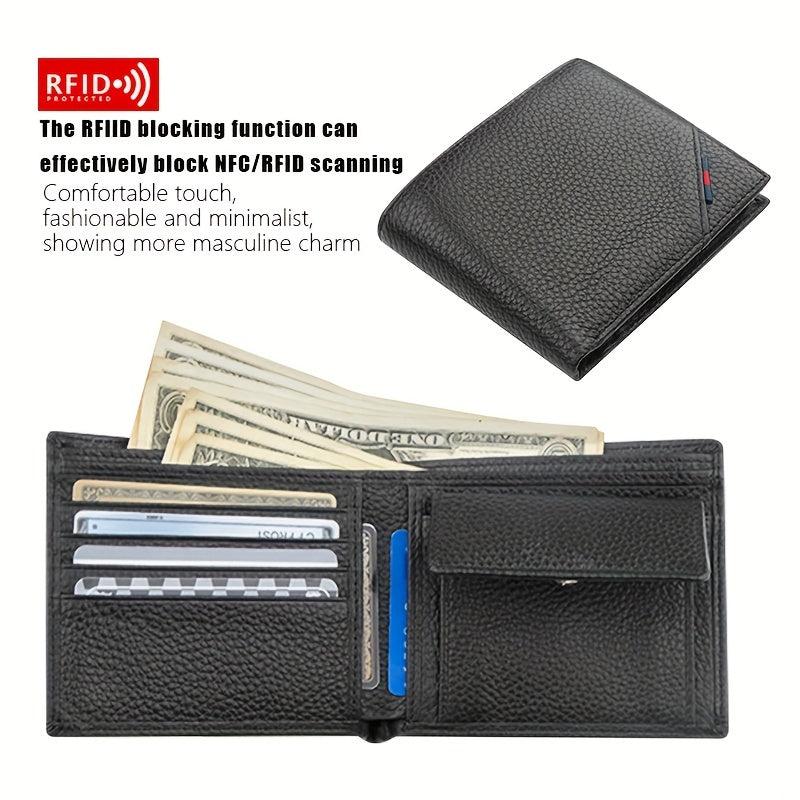 Men's RFID Money Clip Leather Wallet