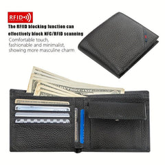 Men's RFID Money Clip Leather Wallet