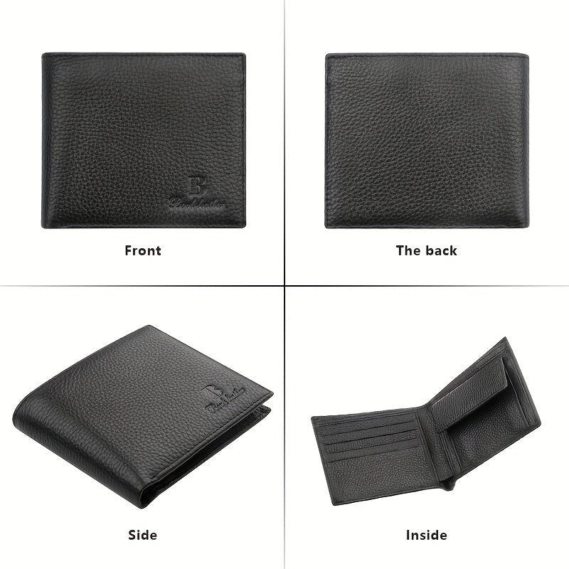 Men's RFID Leather Short Wallet Money Clip Vintage Card Holder