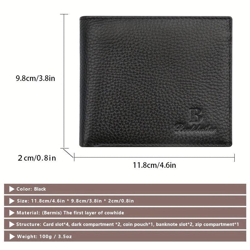 Men's RFID Leather Short Wallet Money Clip Vintage Card Holder