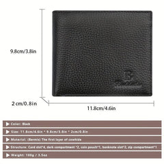 Men's RFID Leather Short Wallet Money Clip Vintage Card Holder