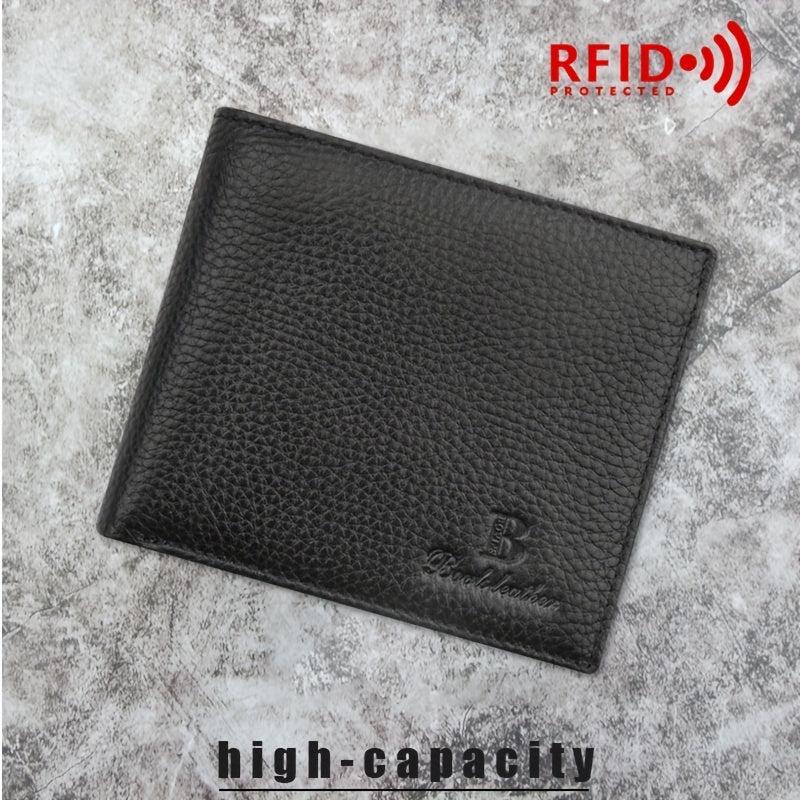 Men's RFID Leather Short Wallet Money Clip Vintage Card Holder