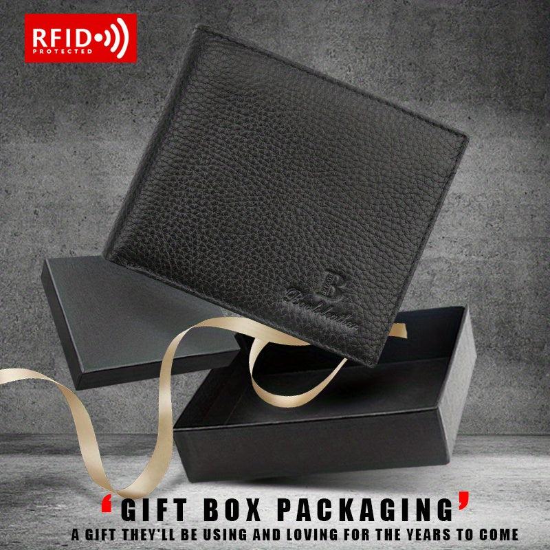 Men's RFID Leather Short Wallet Money Clip Vintage Card Holder