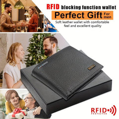 Men's RFID Leather Money Clip Wallet Vintage Card Holder Horizontal Wallet