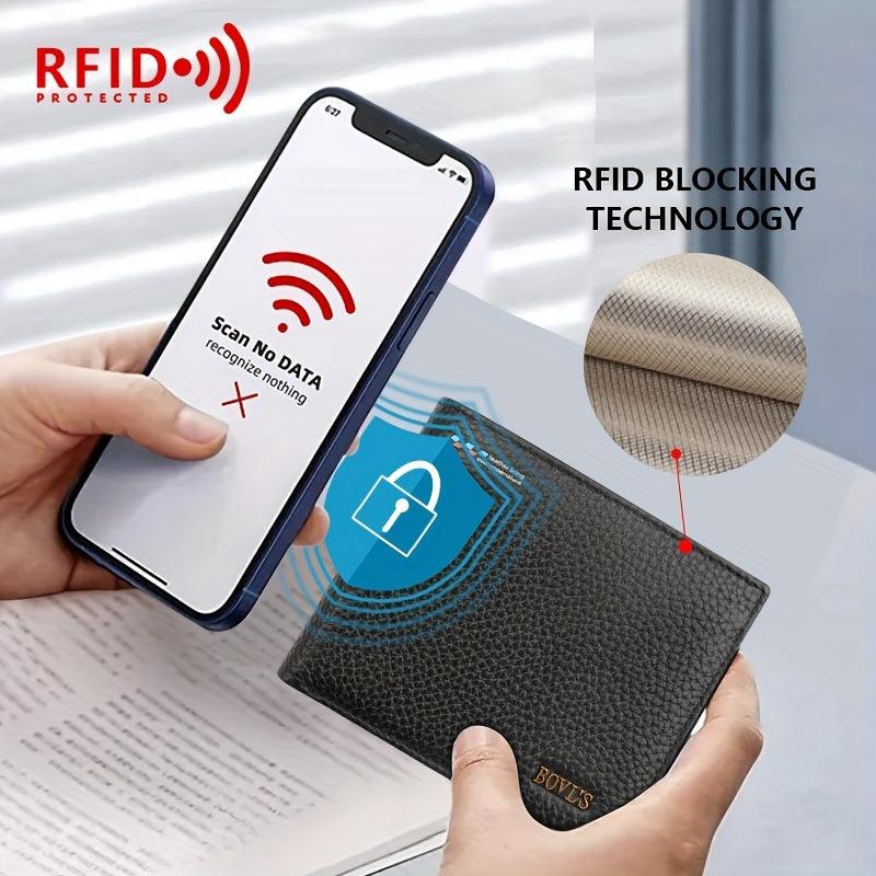Men's RFID Leather Money Clip Wallet Vintage Card Holder Horizontal Wallet