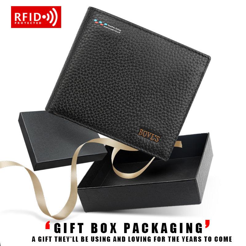 Men's RFID Leather Money Clip Wallet Vintage Card Holder Horizontal Wallet