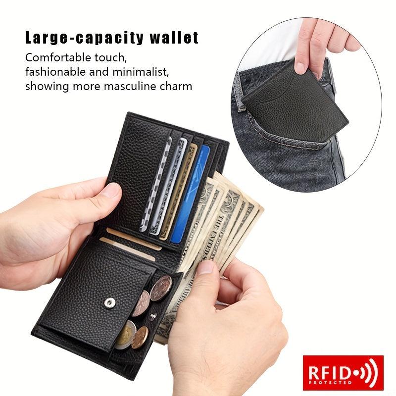 Men's Leather Money Clip RFID Card Holder Wallet