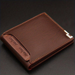 Men's Wallet Short Ultra thin Minimalist Leather Top Layer Cowhide Wallet