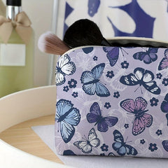 Butterfly Print Travel Cosmetic Bag Makeup Brush & Lipstick Storage Bag