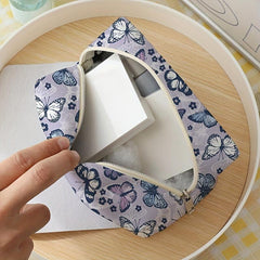 Butterfly Print Travel Cosmetic Bag Makeup Brush & Lipstick Storage Bag