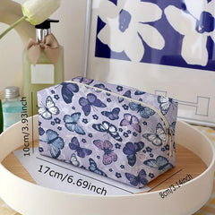 Butterfly Print Travel Cosmetic Bag Makeup Brush & Lipstick Storage Bag