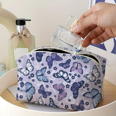 Butterfly Print Travel Cosmetic Bag Makeup Brush & Lipstick Storage Bag