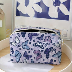 Butterfly Print Travel Cosmetic Bag Makeup Brush & Lipstick Storage Bag