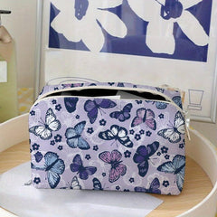 Butterfly Print Travel Cosmetic Bag Makeup Brush & Lipstick Storage Bag