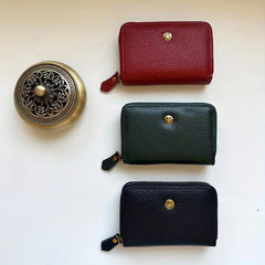 Leather Zipper Small Wallet