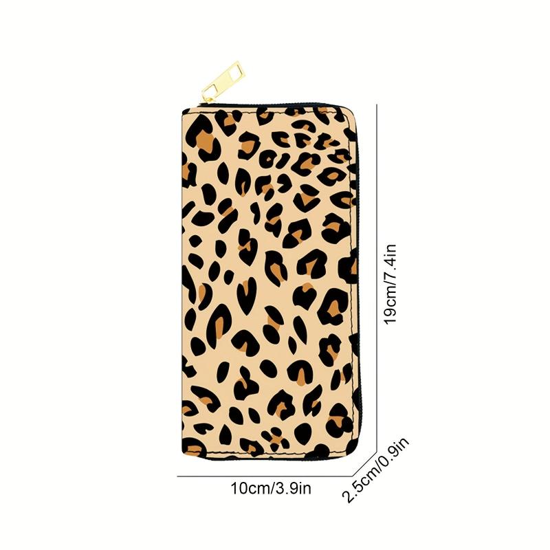 Men's Leopard Pattern Long Wallet Vintage Zipper Coin Purse
