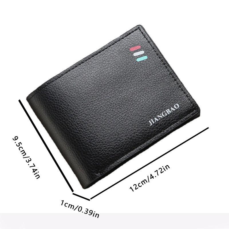 Men's Litchi Embossed Short Wallet Money Clip Card Holder