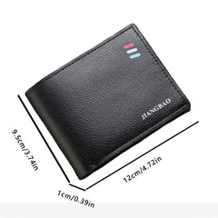 Men's Litchi Embossed Short Wallet Money Clip Card Holder