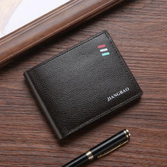 Men's Litchi Embossed Short Wallet Money Clip Card Holder