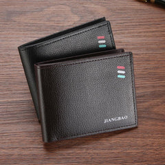 Men's Litchi Embossed Short Wallet Money Clip Card Holder