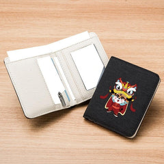 Lion Dance Pattern Men's Short Canvas Wallet Slim Men's Wallet