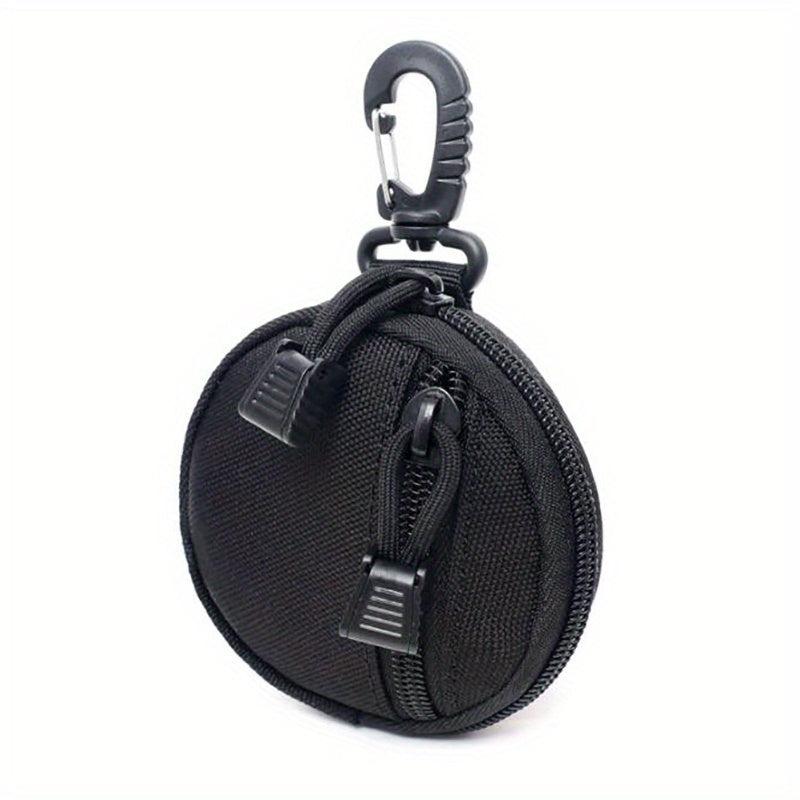 Round Key Coin Bag With Hook Key Holder Zipper Coin Purse Earphone Case