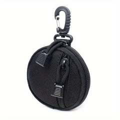 Round Key Coin Bag With Hook Key Holder Zipper Coin Purse Earphone Case