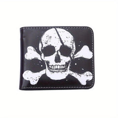 Men's Skull Pattern Short Wallet Bifold Wallet Coin Purse