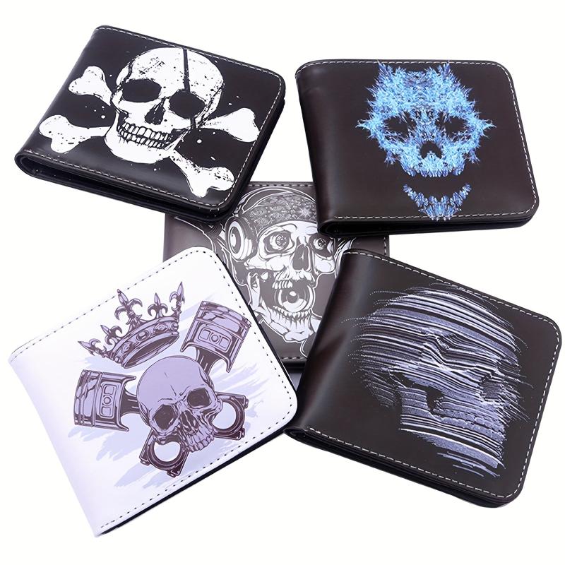 Men's Skull Pattern Short Wallet Bifold Wallet Coin Purse