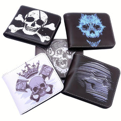 Men's Skull Pattern Short Wallet Bifold Wallet Coin Purse