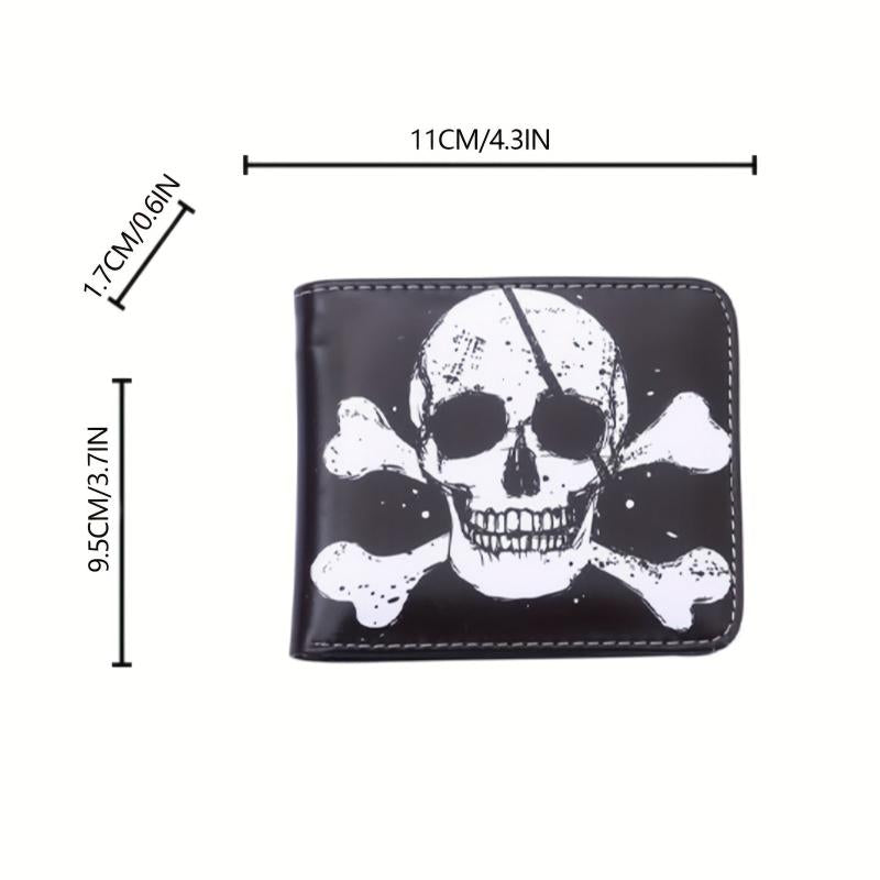 Men's Skull Pattern Short Wallet Bifold Wallet Coin Purse