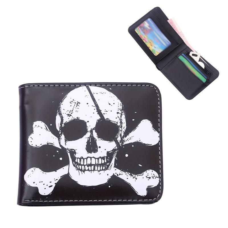 Men's Skull Pattern Short Wallet Bifold Wallet Coin Purse