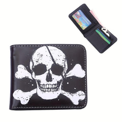 Men's Skull Pattern Short Wallet Bifold Wallet Coin Purse