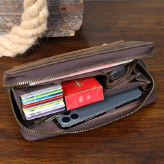 Vintage Leather Men's Long Wallet - Clutch Wallets For Men