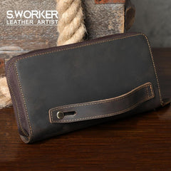 Vintage Leather Men's Long Wallet - Clutch Wallets For Men
