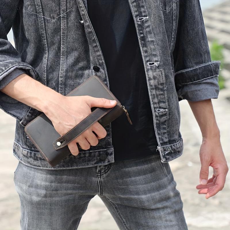 Vintage Leather Men's Long Wallet - Clutch Wallets For Men