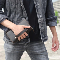 Vintage Leather Men's Long Wallet - Clutch Wallets For Men