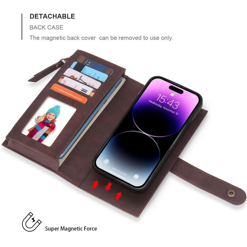 Dark Brown iPhone 14 S23 Wallet Case with Card Holder
