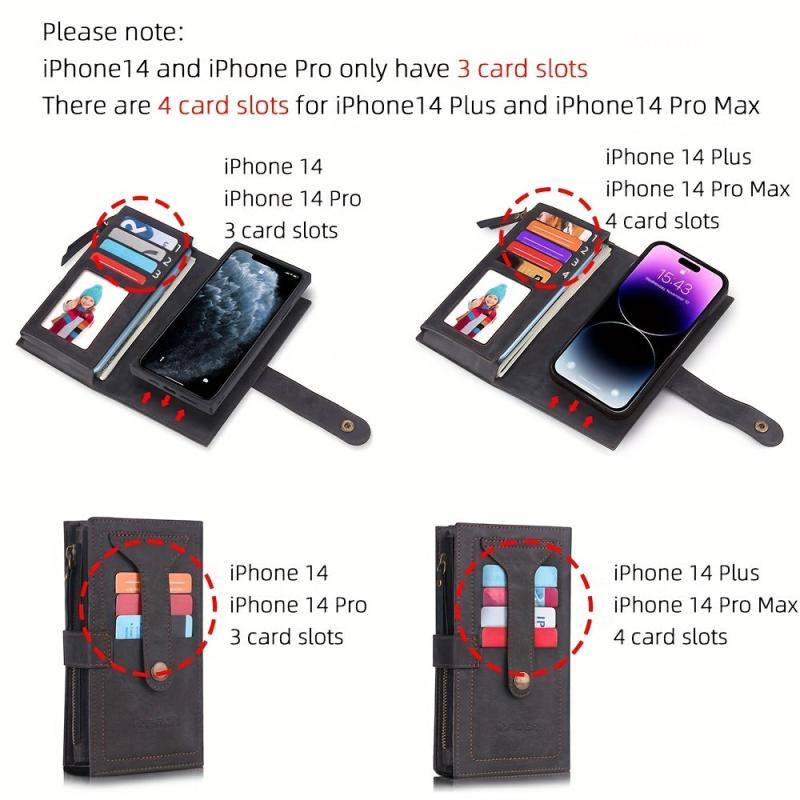 Dark Brown iPhone 14 S23 Wallet Case with Card Holder