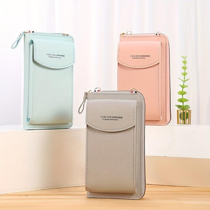 Men's Leather Zipper Wallet Clutch Bag Phone Card Holder Coin Purse