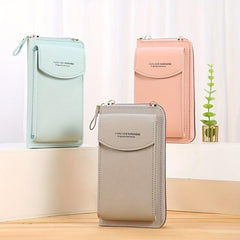 Men's Leather Zipper Wallet Clutch Bag Phone Card Holder Coin Purse