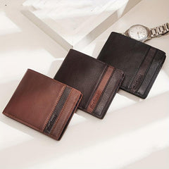 Men's Leather Short Wallet With Money Clip