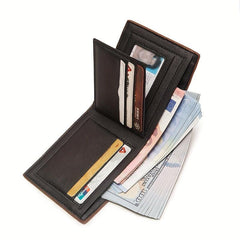 Men's Leather Short Wallet With Money Clip