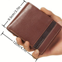 Men's Leather Short Wallet With Money Clip