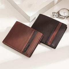 Men's Leather Short Wallet With Money Clip