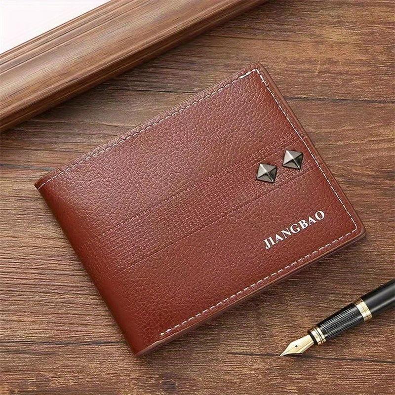 Men's Short Money Clip Lychee Pattern Leather Clip