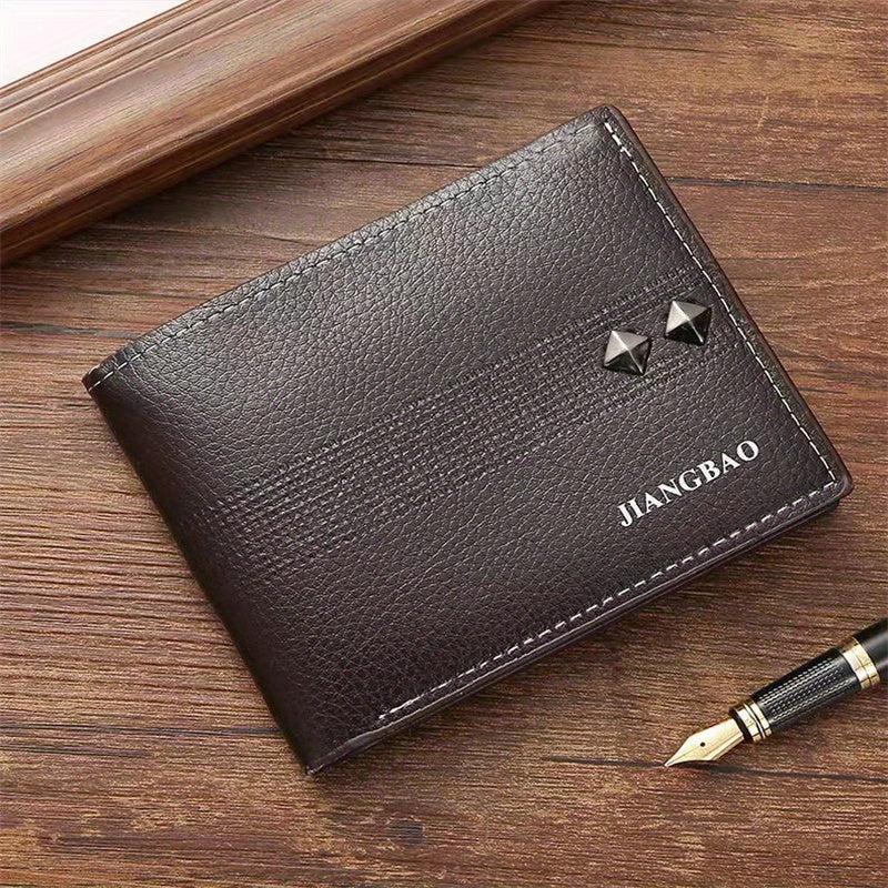 Men's Short Money Clip Lychee Pattern Leather Clip