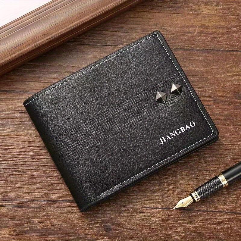 Men's Short Money Clip Lychee Pattern Leather Clip