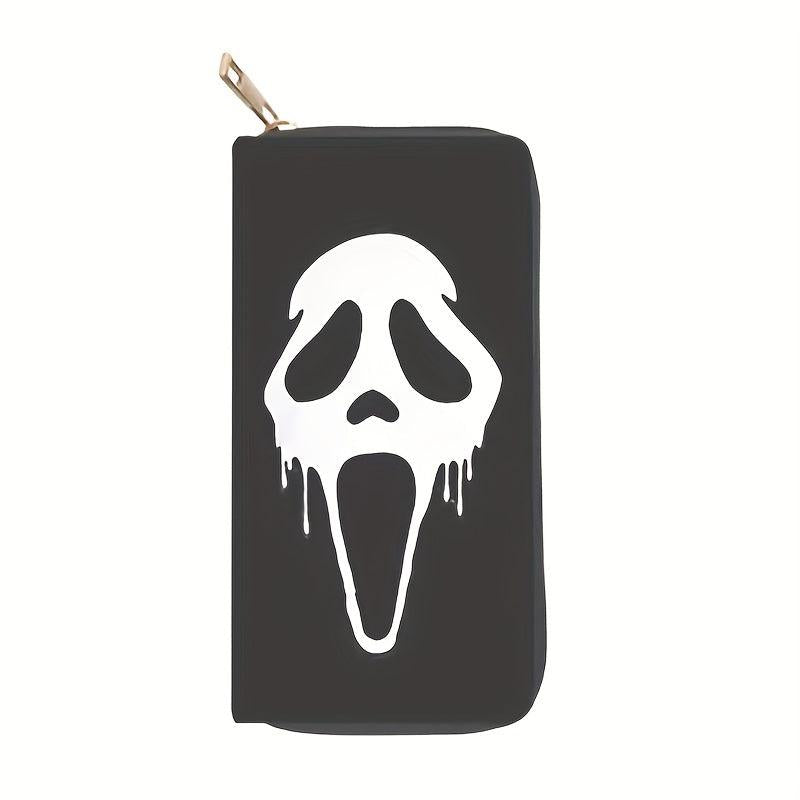 Skull Zipper Wallet Leather Handbag Large Capacity Clutch Bag