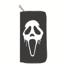 Skull Zipper Wallet Leather Handbag Large Capacity Clutch Bag